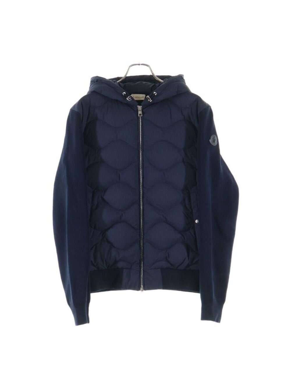 Moncler Cardigan Tricot Sleeve Logo Patch Zip Up Hoodie Navy